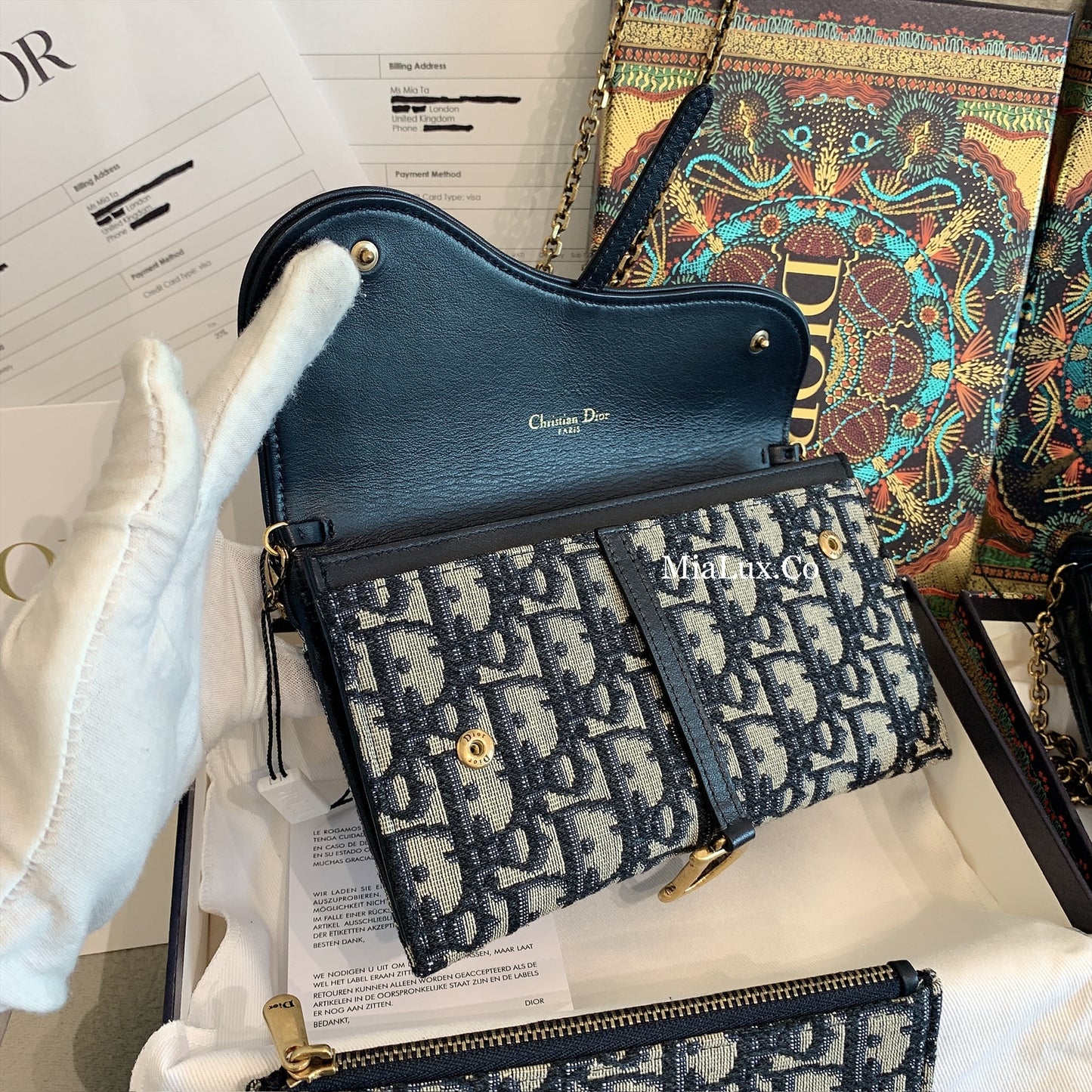 Dior Long Saddle 藍提花馬鞍WOC錢包/1250E1400 🉐49900🇪🇺