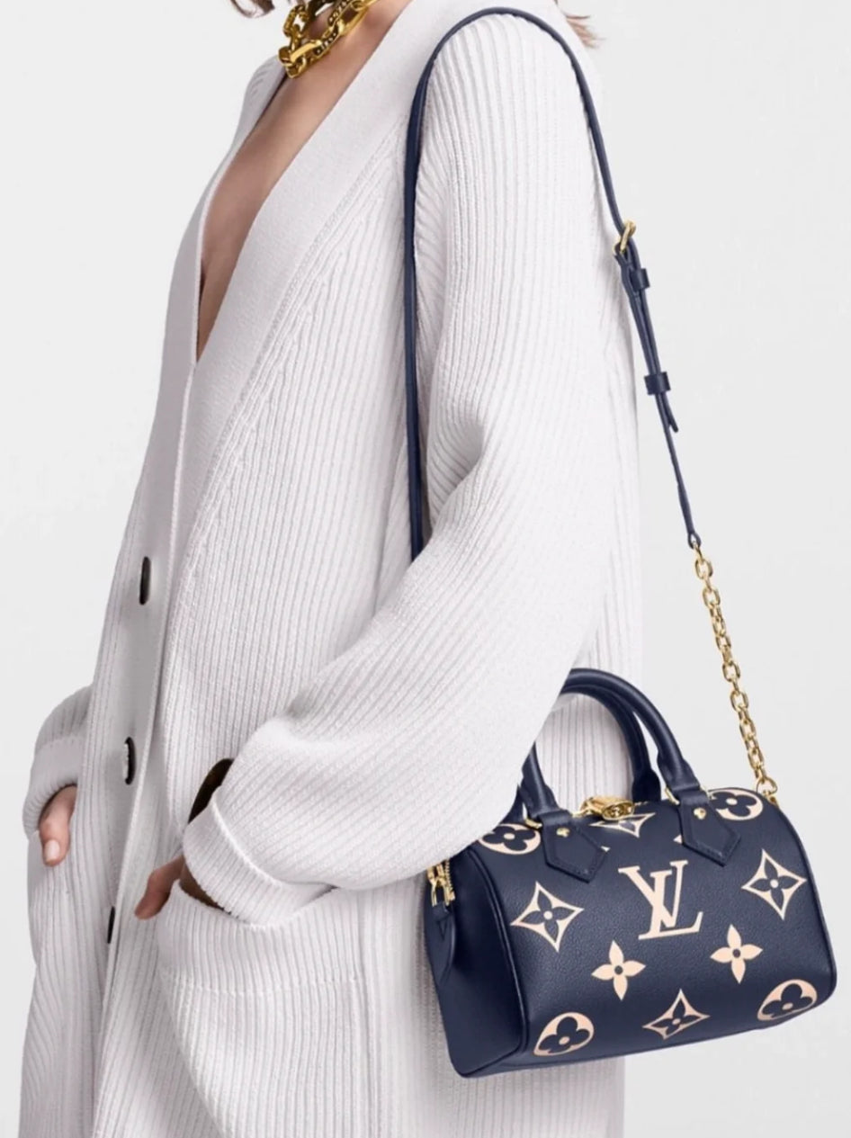 LV Speedy Bandoulière 20 壓紋雙色波士頓包-藍/1960✨🉐81360
