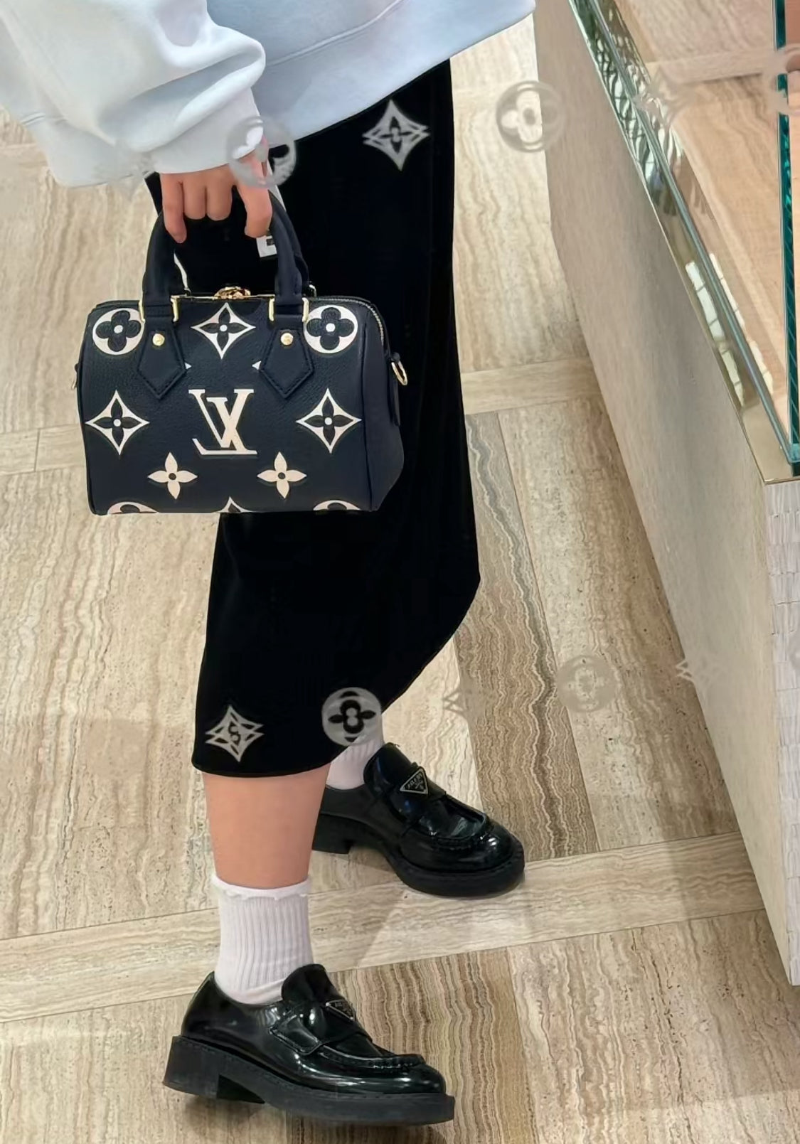 LV Speedy Bandoulière 20 壓紋雙色波士頓包-藍/1960✨🉐81360