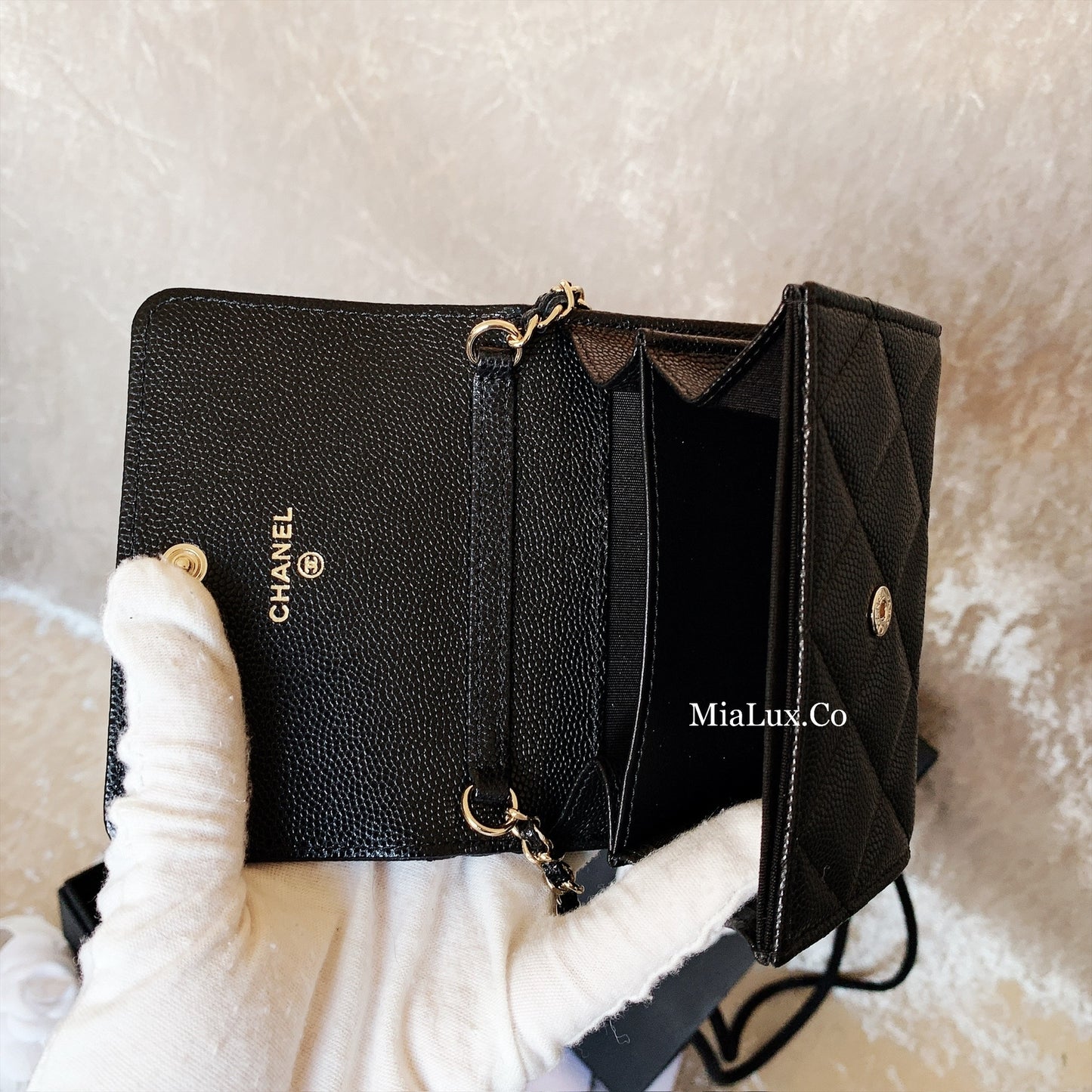 CHANEL✨ FLAP COIN PURSE CLUTCH WITH CHAIN 黑白雙C珍珠翻蓋小鏈包 AP2138 -