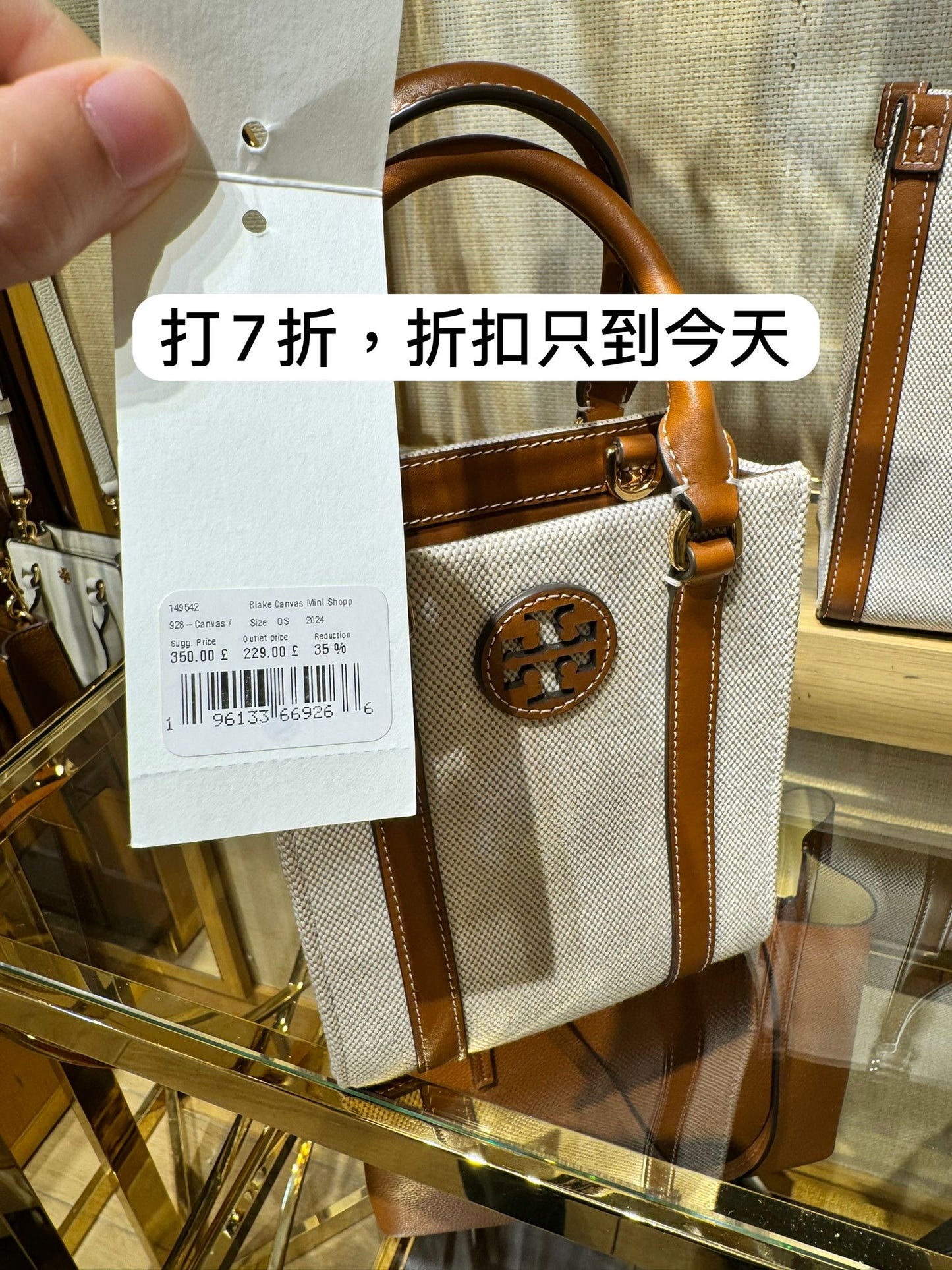 @Tory Burch Blake 迷你帆布牛皮托特包/229P350 🔥折上七折🉐8710