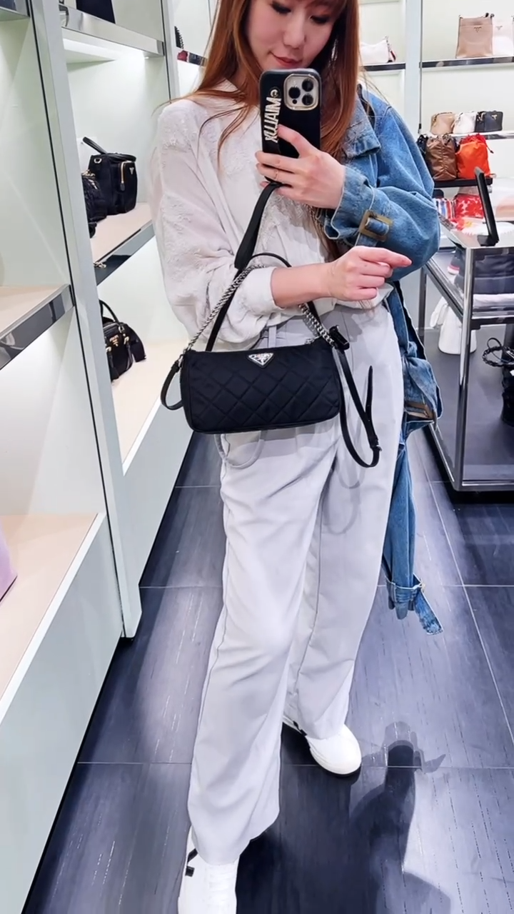 @Prada►TU 尼龍菱格鏈包/P880
