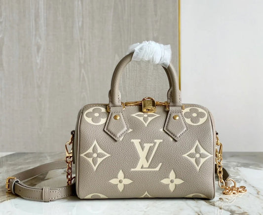 LV Speedy Bandoulière 20 壓紋雙色波士頓包-灰/2020✨🉐83820