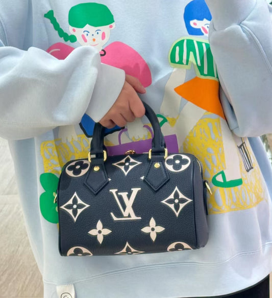 LV Speedy Bandoulière 20 壓紋雙色波士頓包-藍/1960✨🉐81360