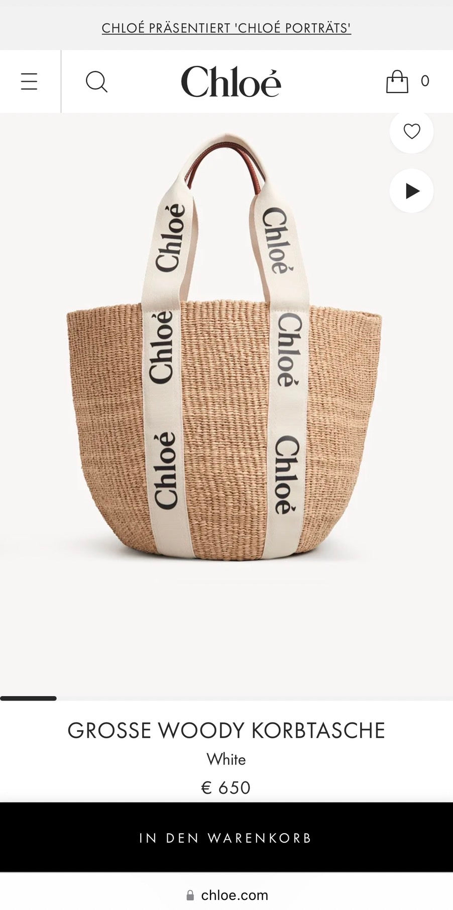 Chloe✨ WOODY BASKET L 大款草編包-米白/550C436㊙️折扣🉐19800