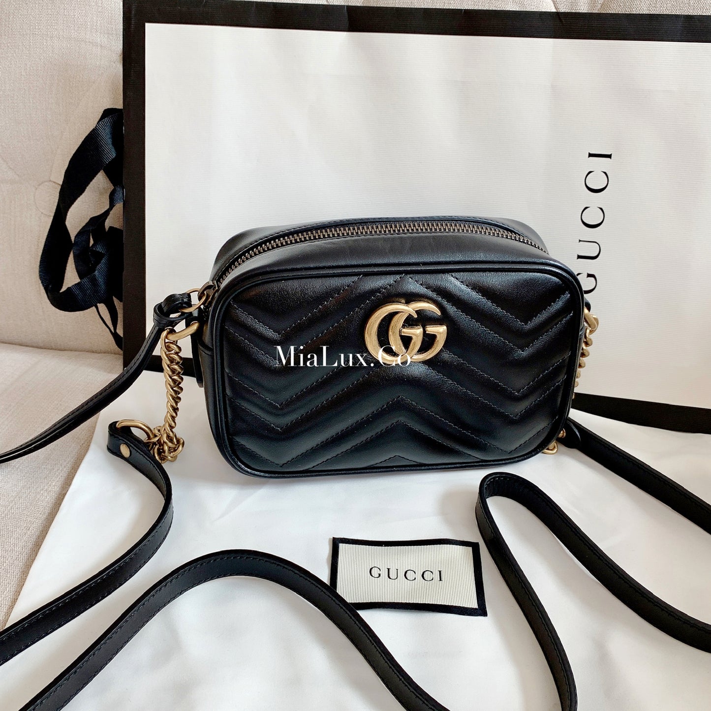 Gucci▪️GG Marmont Matelassé Mini 迷你相機包/1160 🉐47400