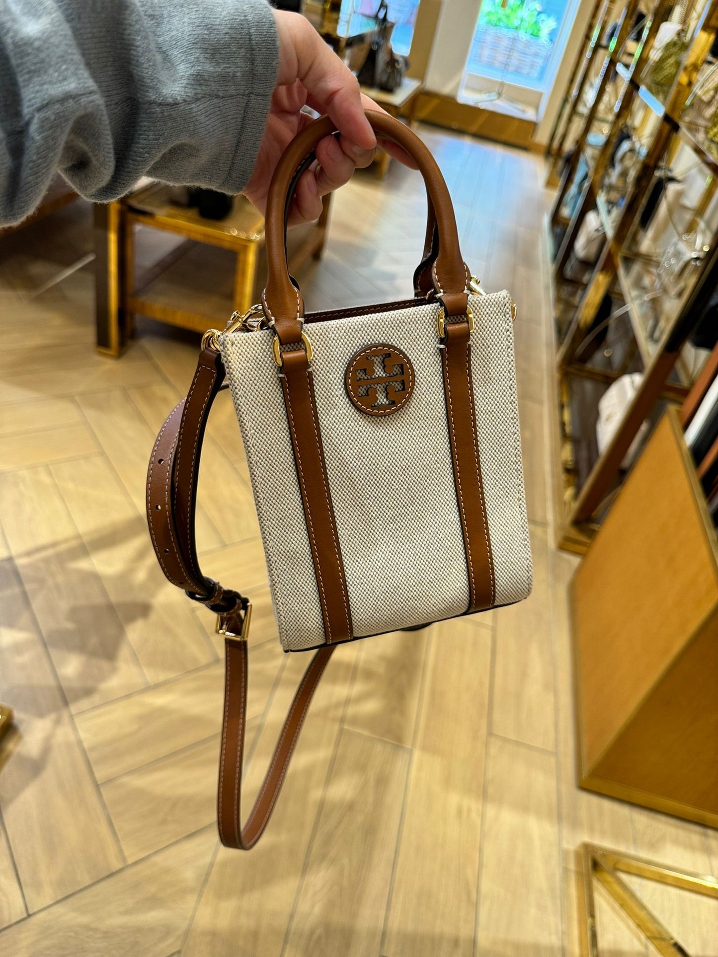 @Tory Burch Blake 迷你帆布牛皮托特包/229P350 🔥折上七折🉐8710