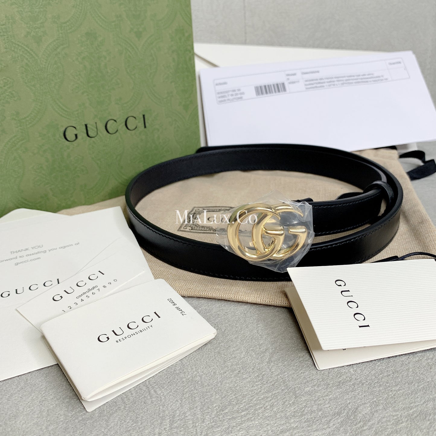 Gucci GG Marmont Leather Belt with Shiny Buckle 3cm 亮金屬頭3cm皮帶 *£360