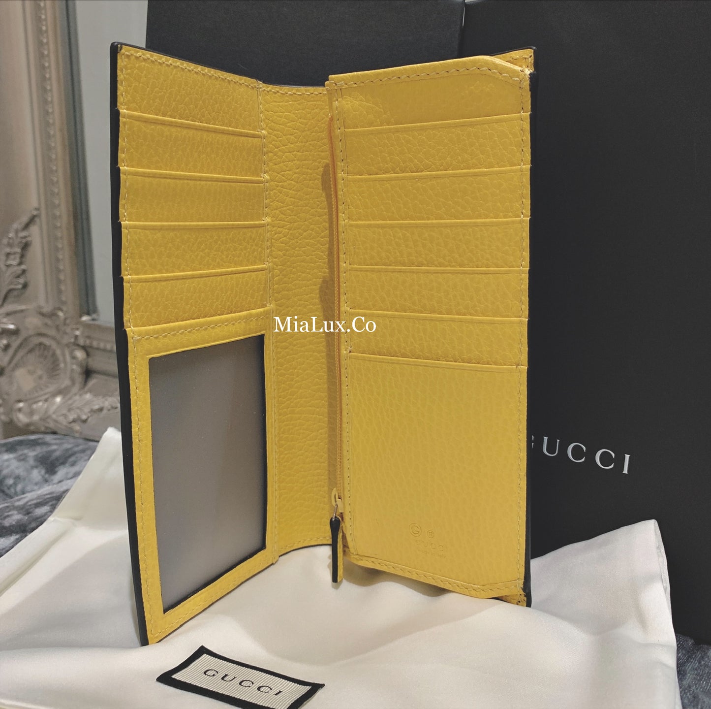 *@Gucci Long Wallet 男女款拼色銀扣長夾/P230