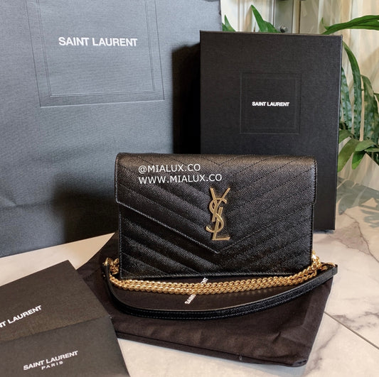 YSL Cassandre Envelope 粒面牛皮信封WOC包-金釦/815E890 🉐32150🇪🇺