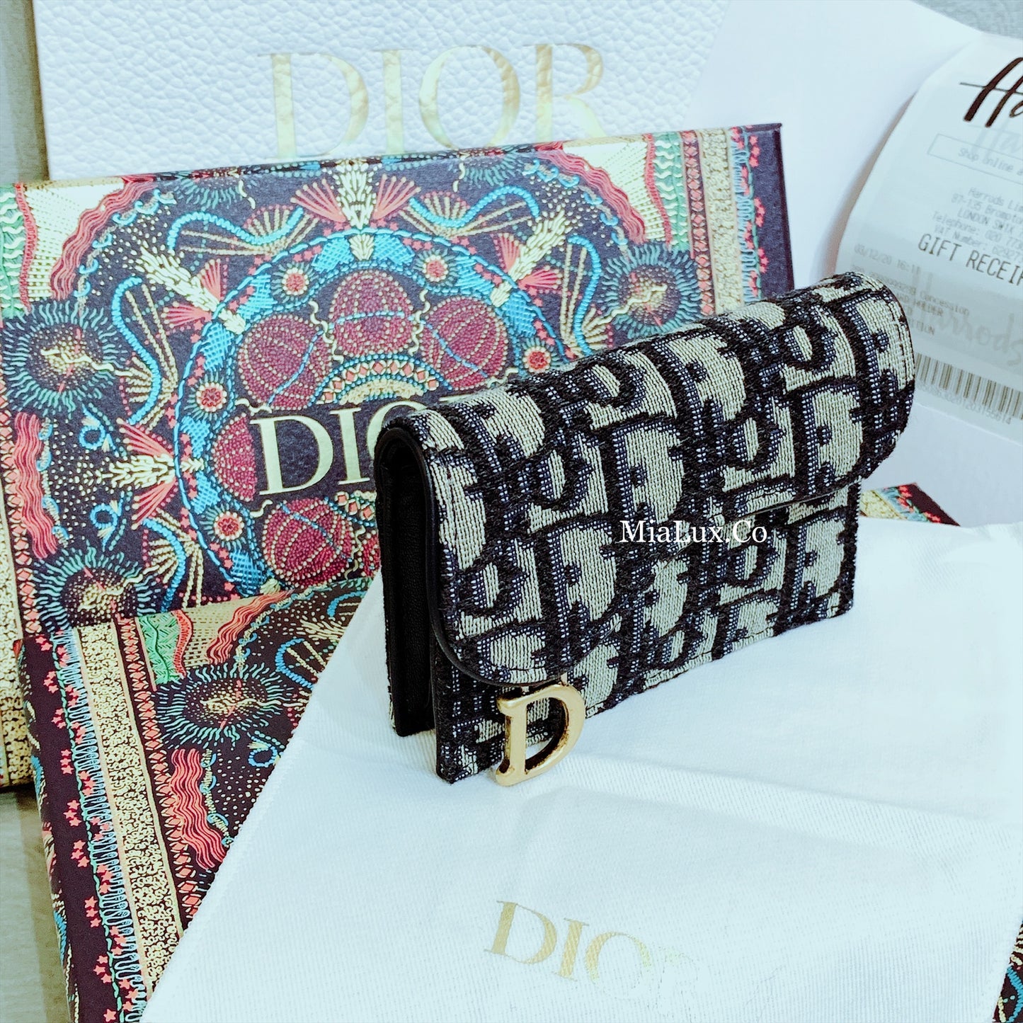 Dior▪️Saddle Bloom Card Holder馬鞍提花翻蓋卡包/370E410 🉐14000🇪🇺🏷