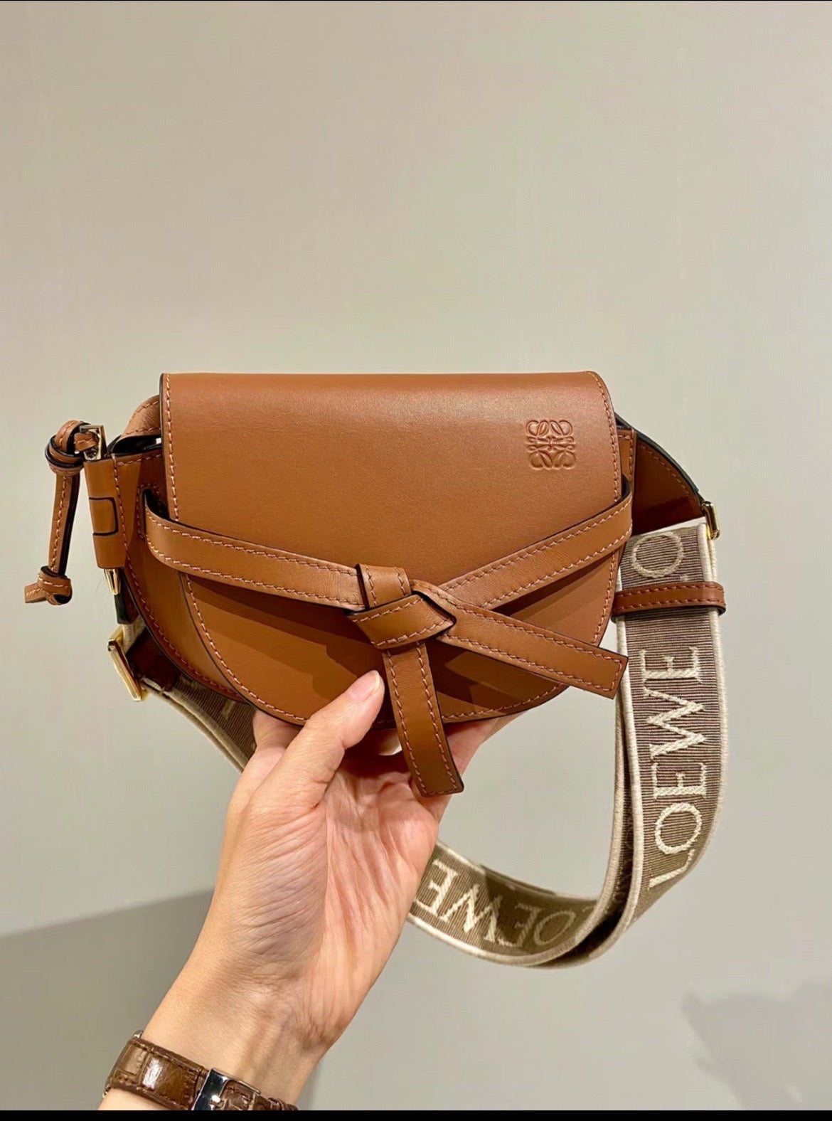 Loewe Gate Dual Mini 緹花背帶馬鞍包/1500
