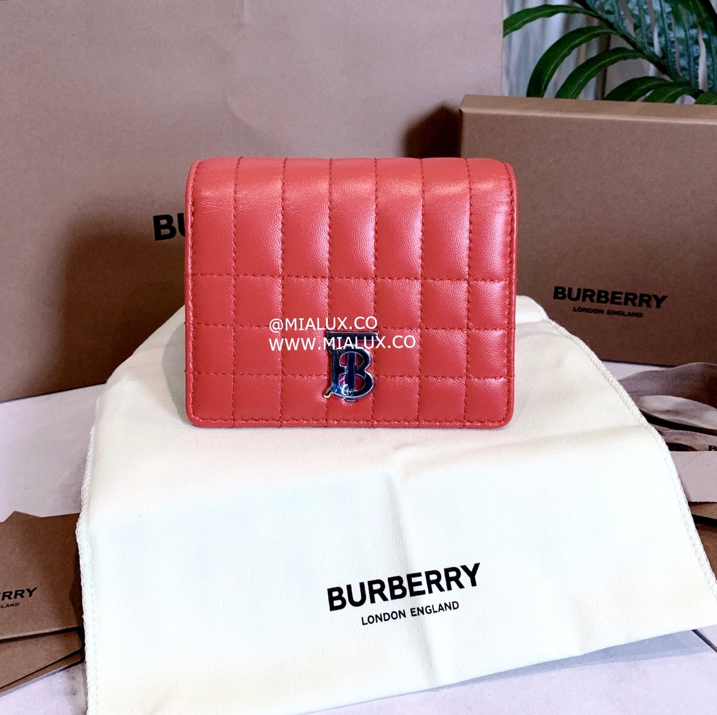 ❌Burberry Lola TB 方格三折短夾/460 🉐19400