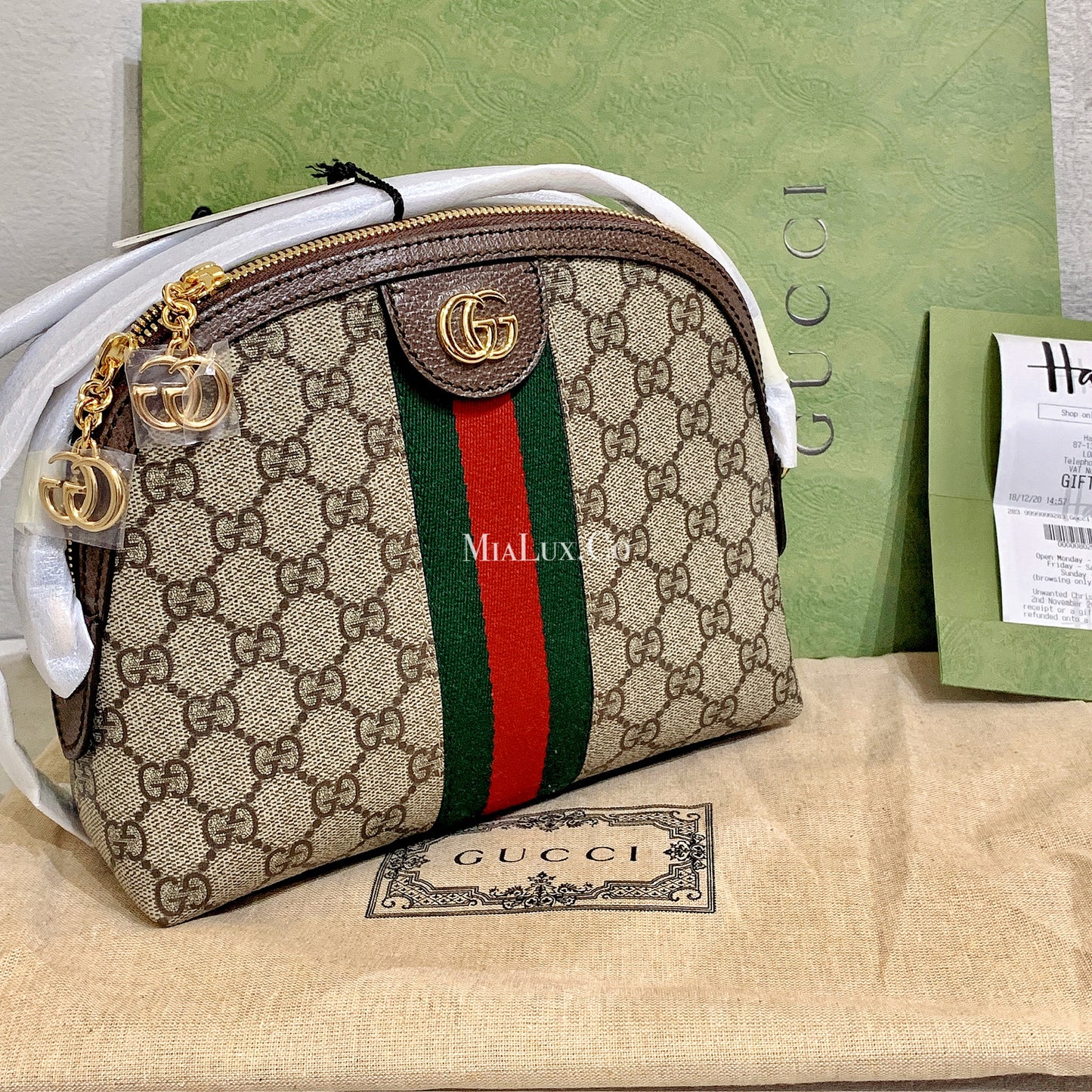 Gucci▪️Ophidia GG 老花織布貝殼包/1340C1083 ㊙️折扣🉐44320💰