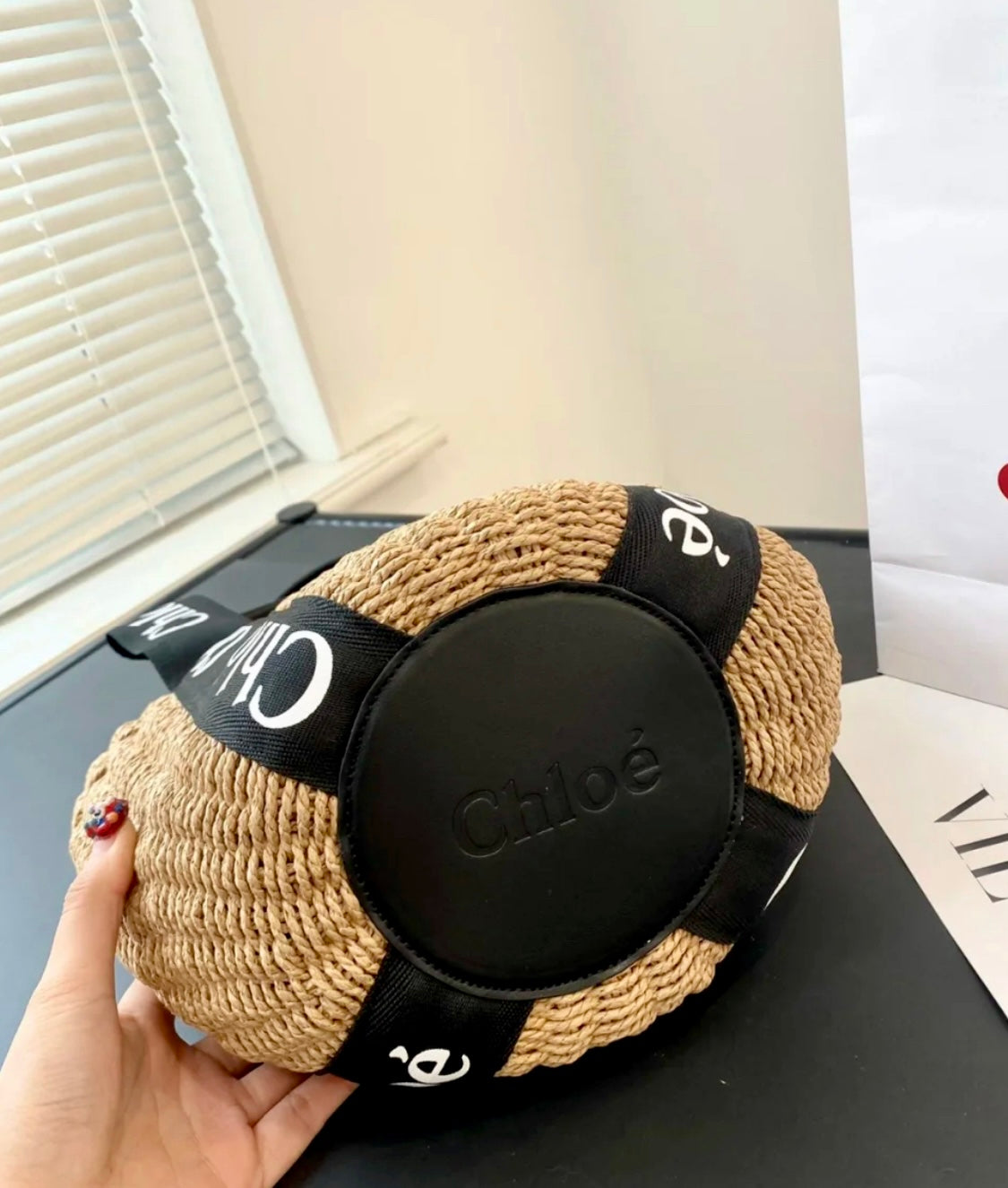 Chloe✨ LARGE WOODY BASKET大款Woody草編包-新色黑* £550 c489