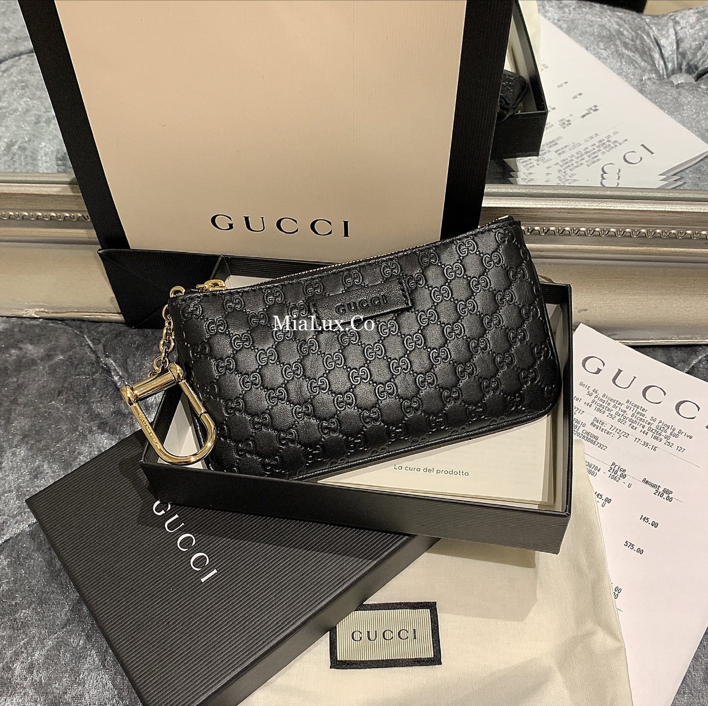 @Gucci Embossed Key Pouch 壓紋U型扣鑰匙錢包/P145