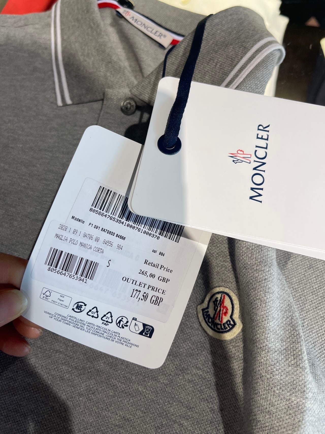 @Moncler 男生款雙領飾邊Polo上衣/177 🔔限時折🉐9470