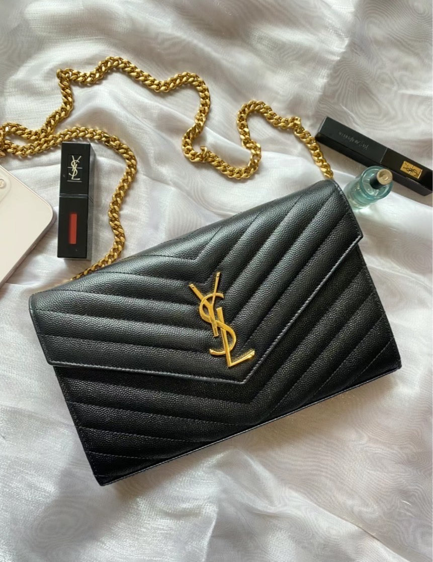 YSL Cassandre 粒面牛皮信封鏈條包/1185E1300 🉐46150