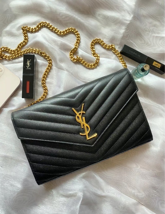 YSL Cassandre 粒面牛皮信封鏈條包/1185E1300 🉐46150