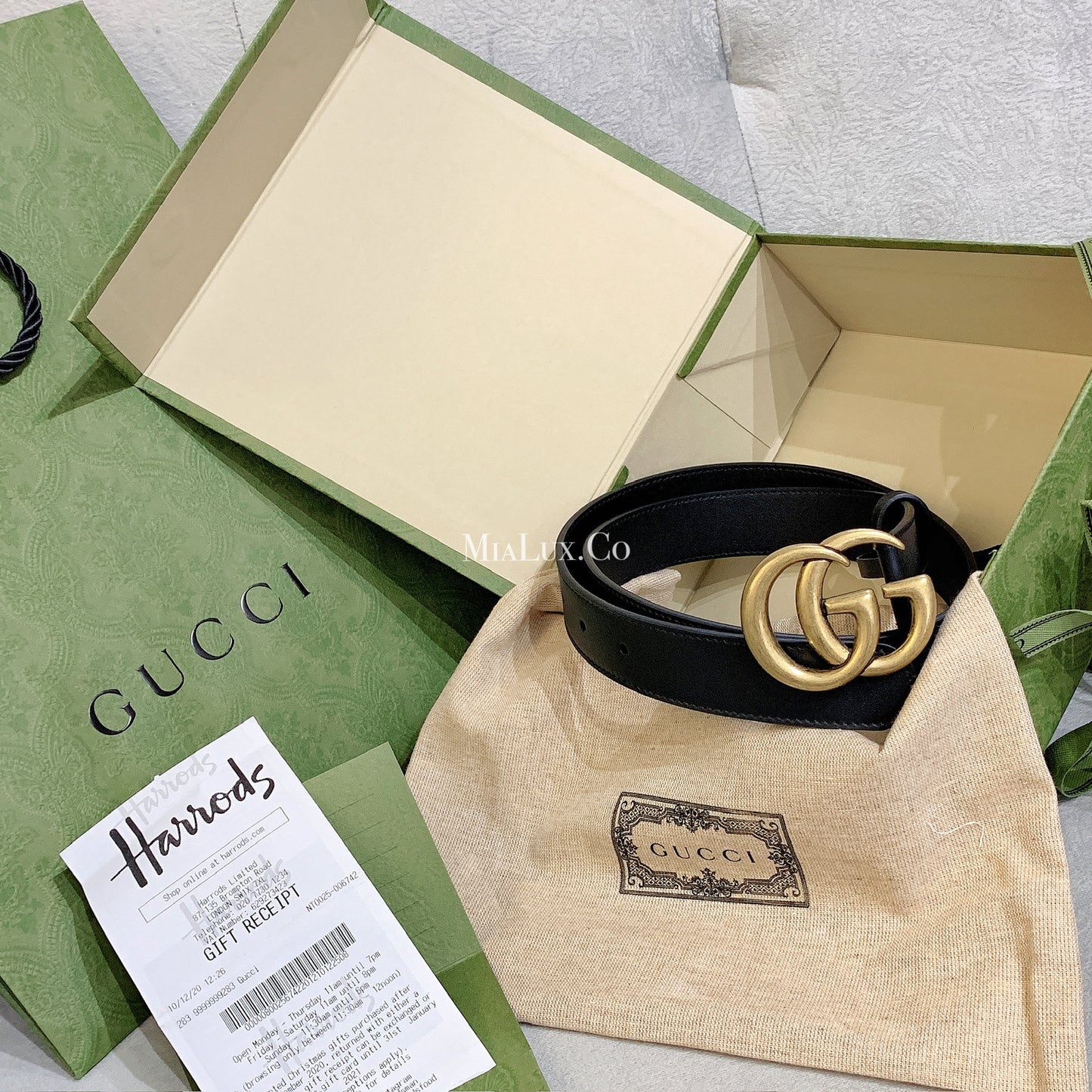 Gucci▪️Leather Belt with Double G Buckle 經典3cm雙G古銅金皮帶 * £ 360