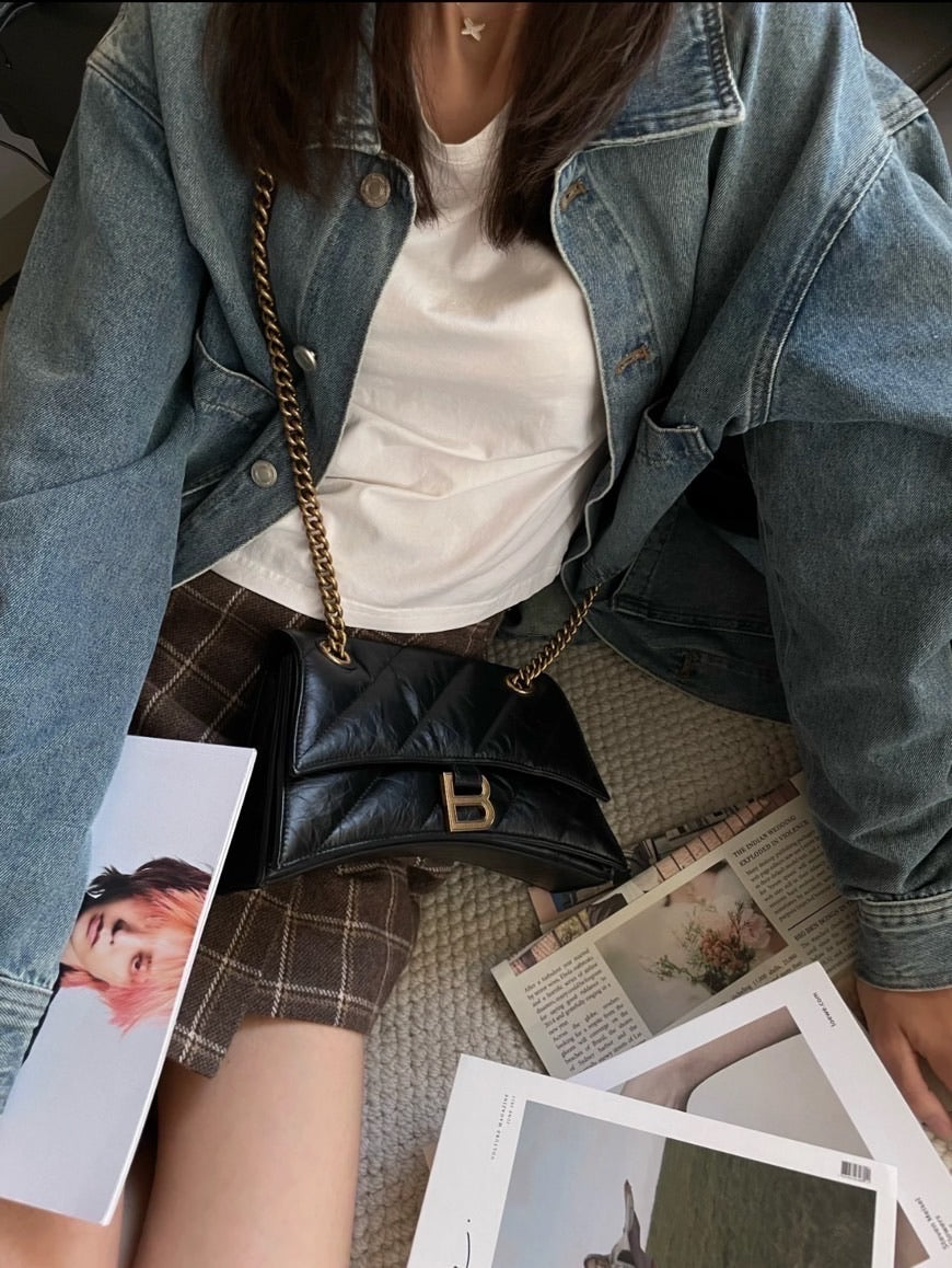 *Balenciaga巴黎世家 Crush小號鏈包-黑金/C1724 ㊙️折扣🉐69980💰