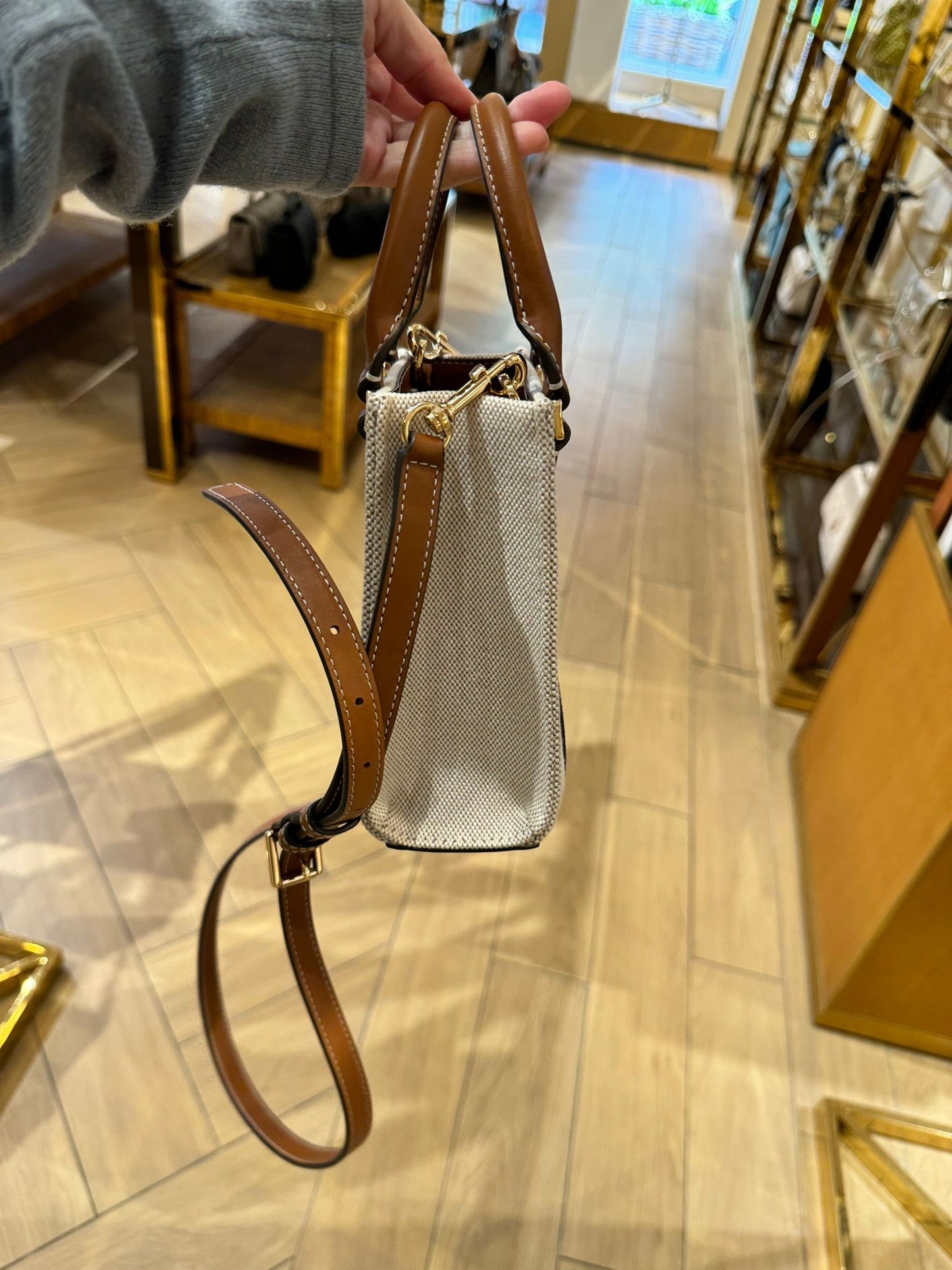 @Tory Burch Blake 迷你帆布牛皮托特包/229P350 🔥折上七折🉐8710