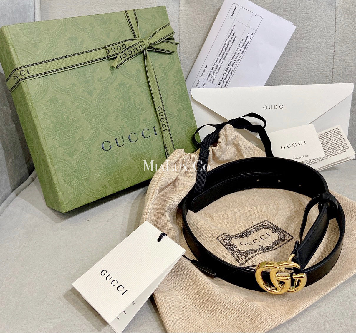 Gucci GG Marmont Leather Belt with Shiny Buckle 3cm 亮金屬頭3cm皮帶 *£360