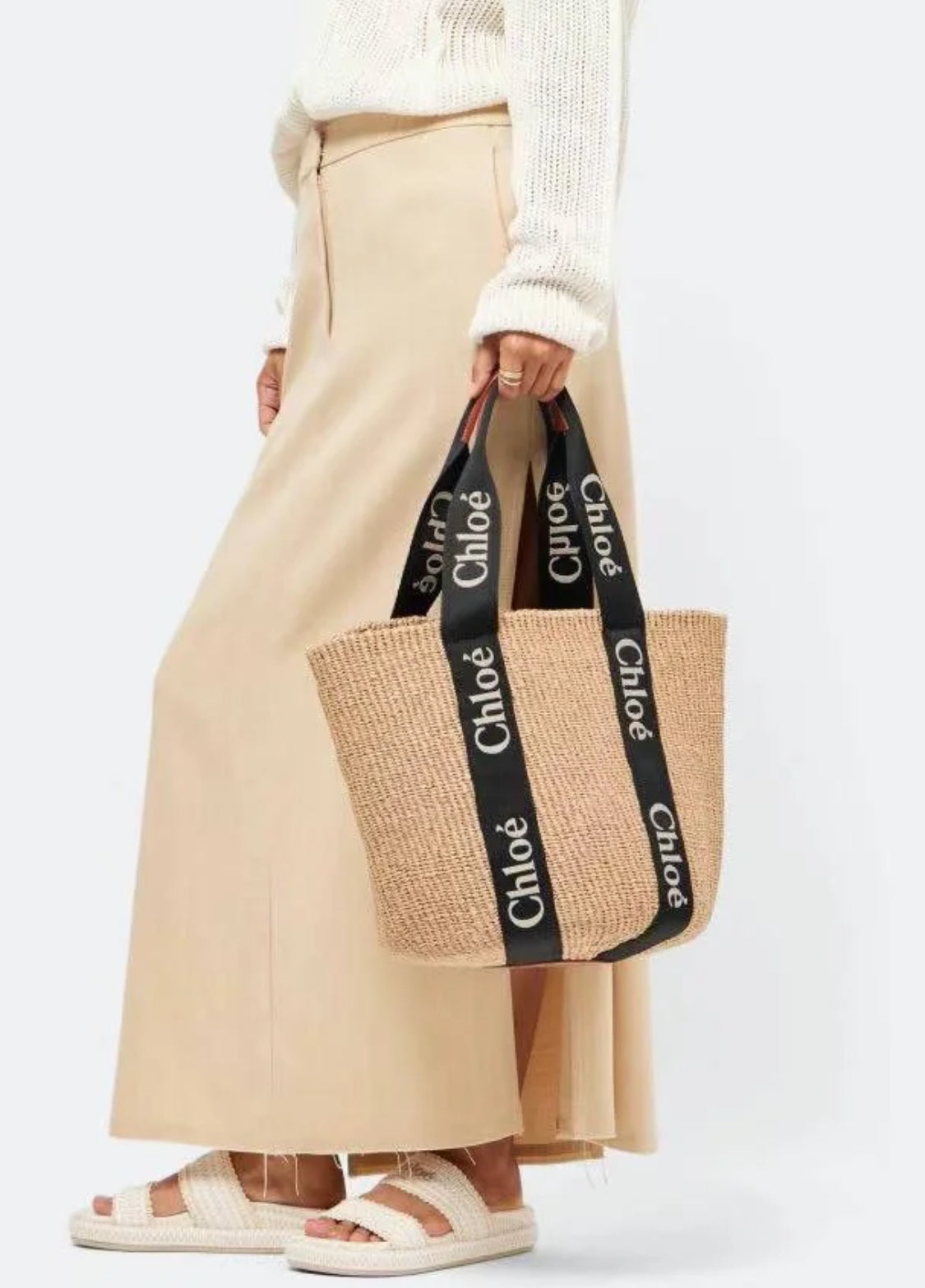 Chloe✨ LARGE WOODY BASKET大款Woody草編包-新色黑* £550 c489