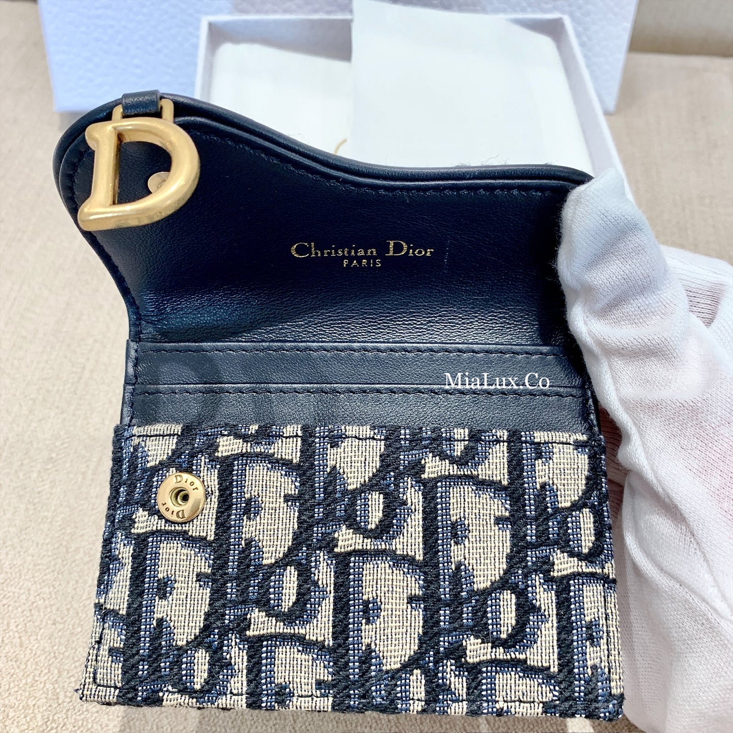Dior▪️Saddle Bloom Card Holder馬鞍提花翻蓋卡包/370E410 🉐14000🇪🇺🏷