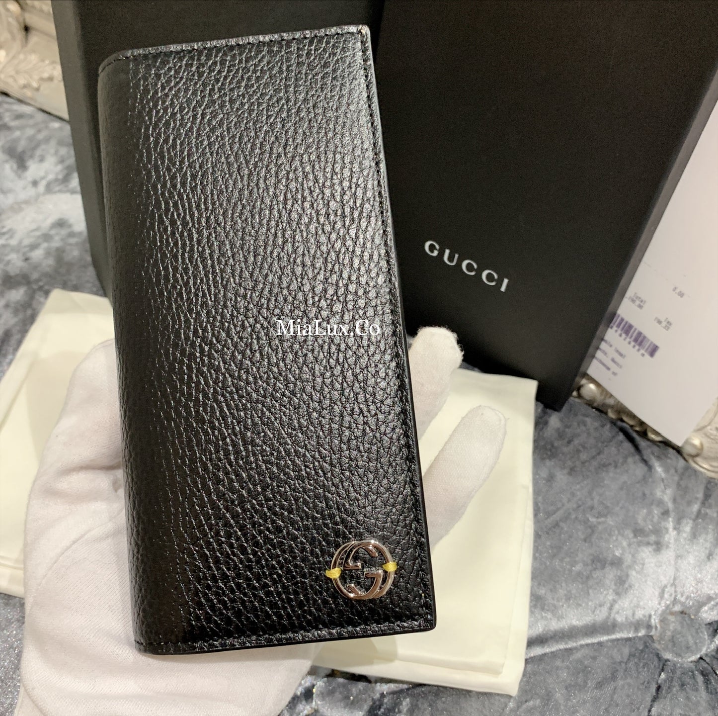 *@Gucci Long Wallet 男女款拼色銀扣長夾/P230