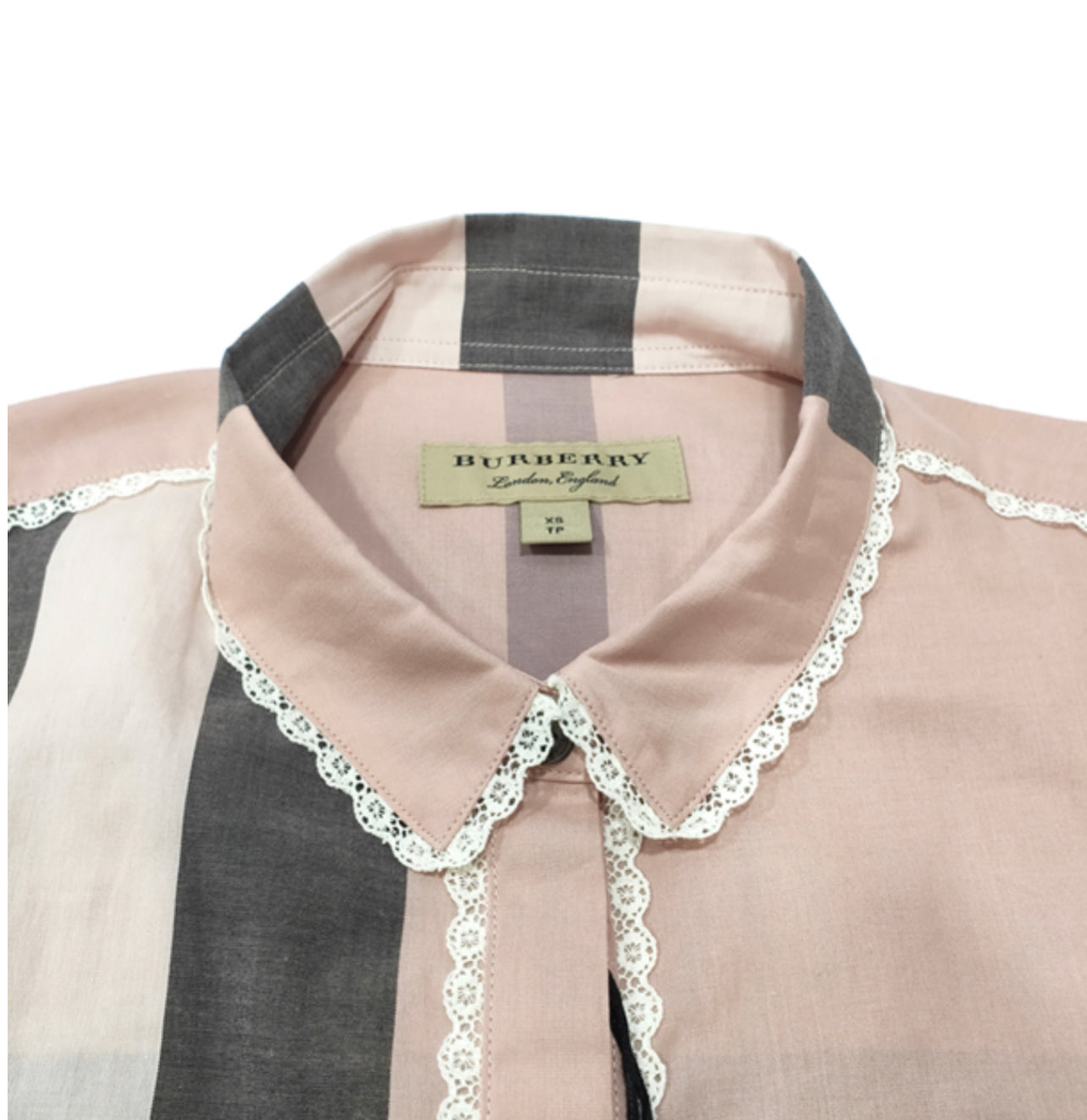 @Burberry Clematis 女款蕾絲飾邊格紋襯衫上衣/P169 🔥下殺🉐9110