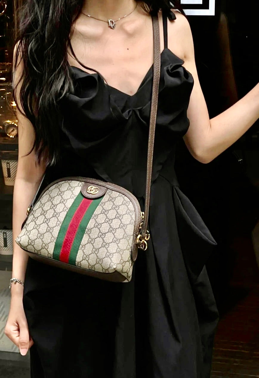 Gucci▪️Ophidia GG 老花織布貝殼包/1340C1083 ㊙️折扣🉐44320💰
