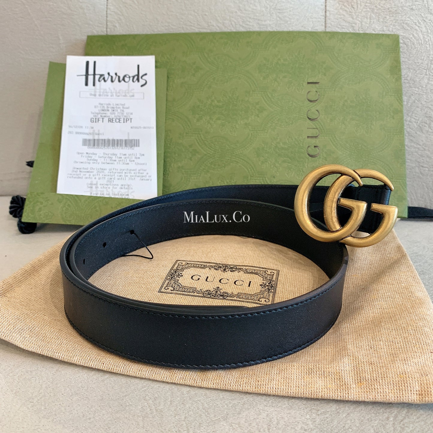 Gucci▪️Leather Belt with Double G Buckle 經典3cm雙G古銅金皮帶 * £ 360