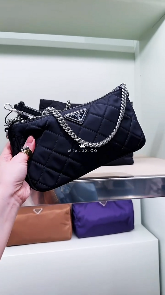 @Prada►TU 尼龍菱格鏈包/P880