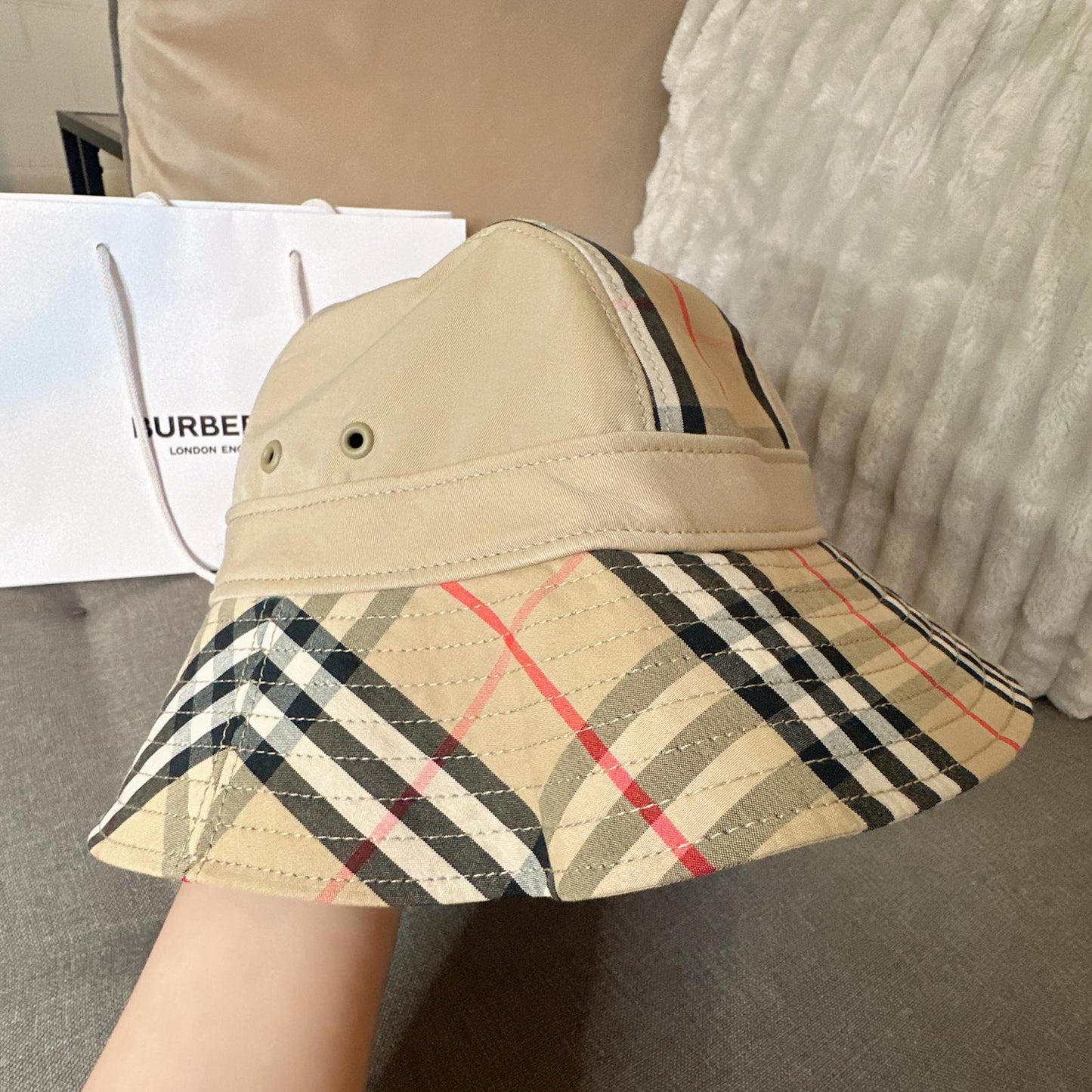 *現貨*@Burberry Vintage Check 經典格紋漁夫帽/85折超優惠🉐7608