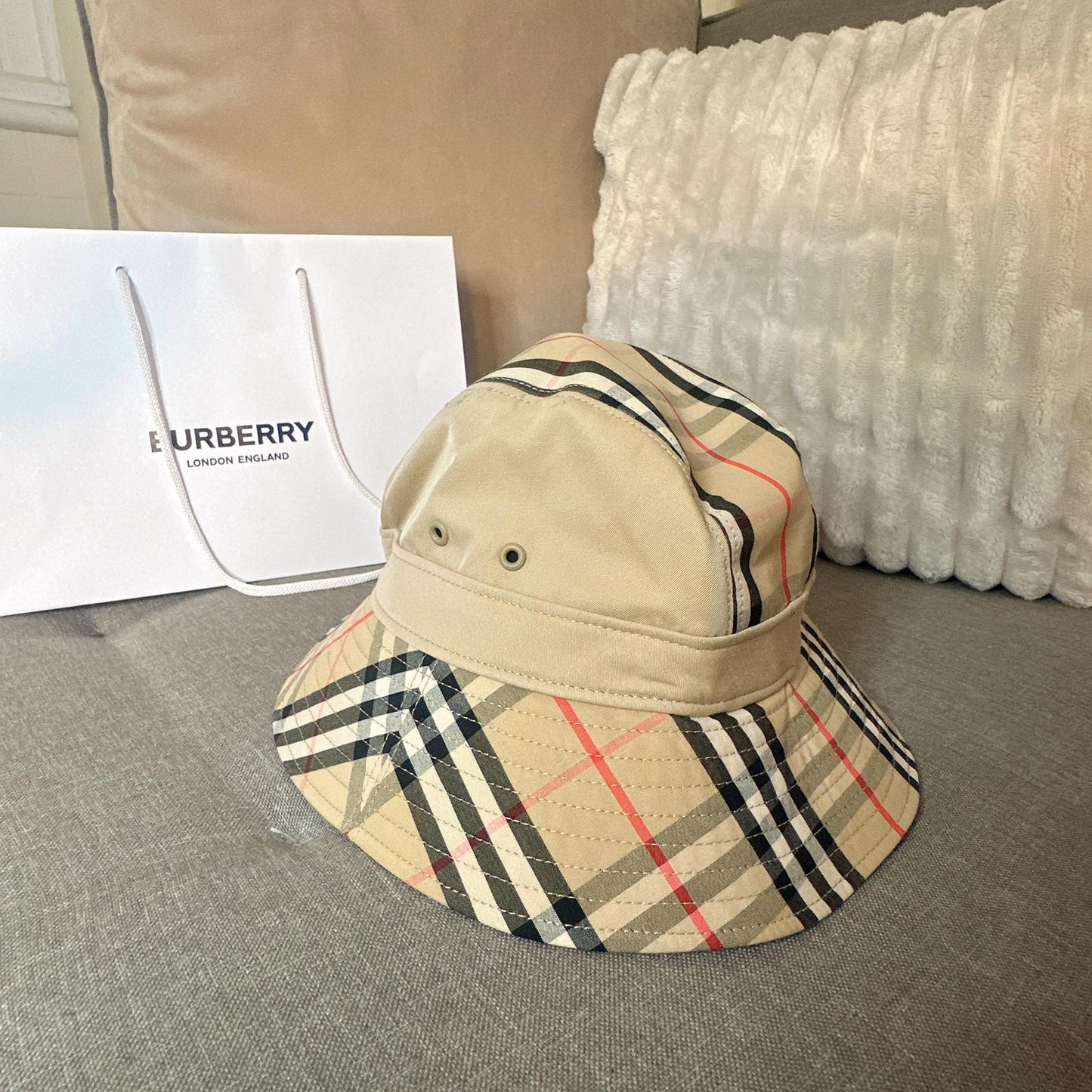 *現貨*@Burberry Vintage Check 經典格紋漁夫帽/85折超優惠🉐7608