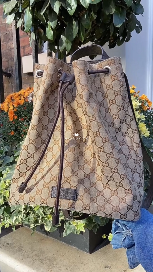 *@Gucci▪️GG Backpack 男生款老花抽繩後背包/P625