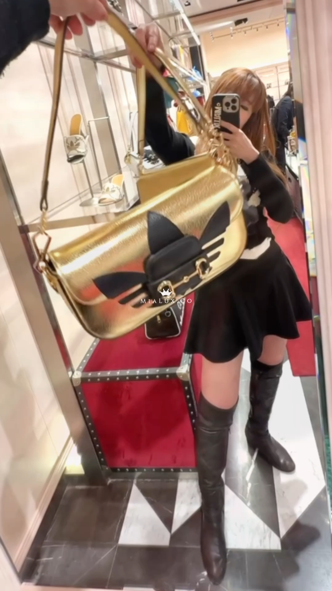 @GuccixAdidas▪️1955 Horsebit 聯名特別款腋下包-金/2620P1835 🔔限時折🉐83580