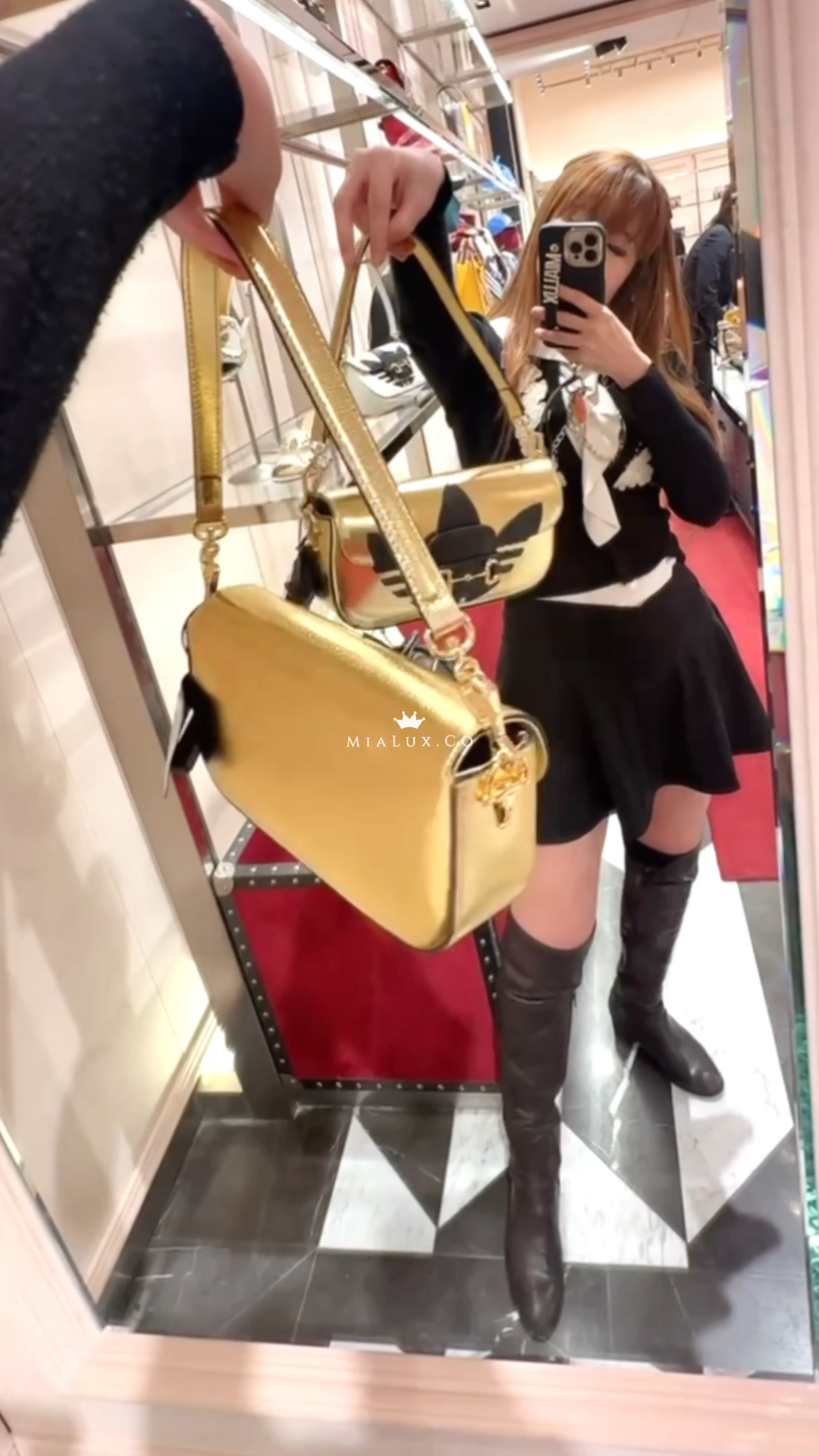 @GuccixAdidas▪️1955 Horsebit 聯名特別款腋下包-金/2620P1835 🔔限時折🉐83580