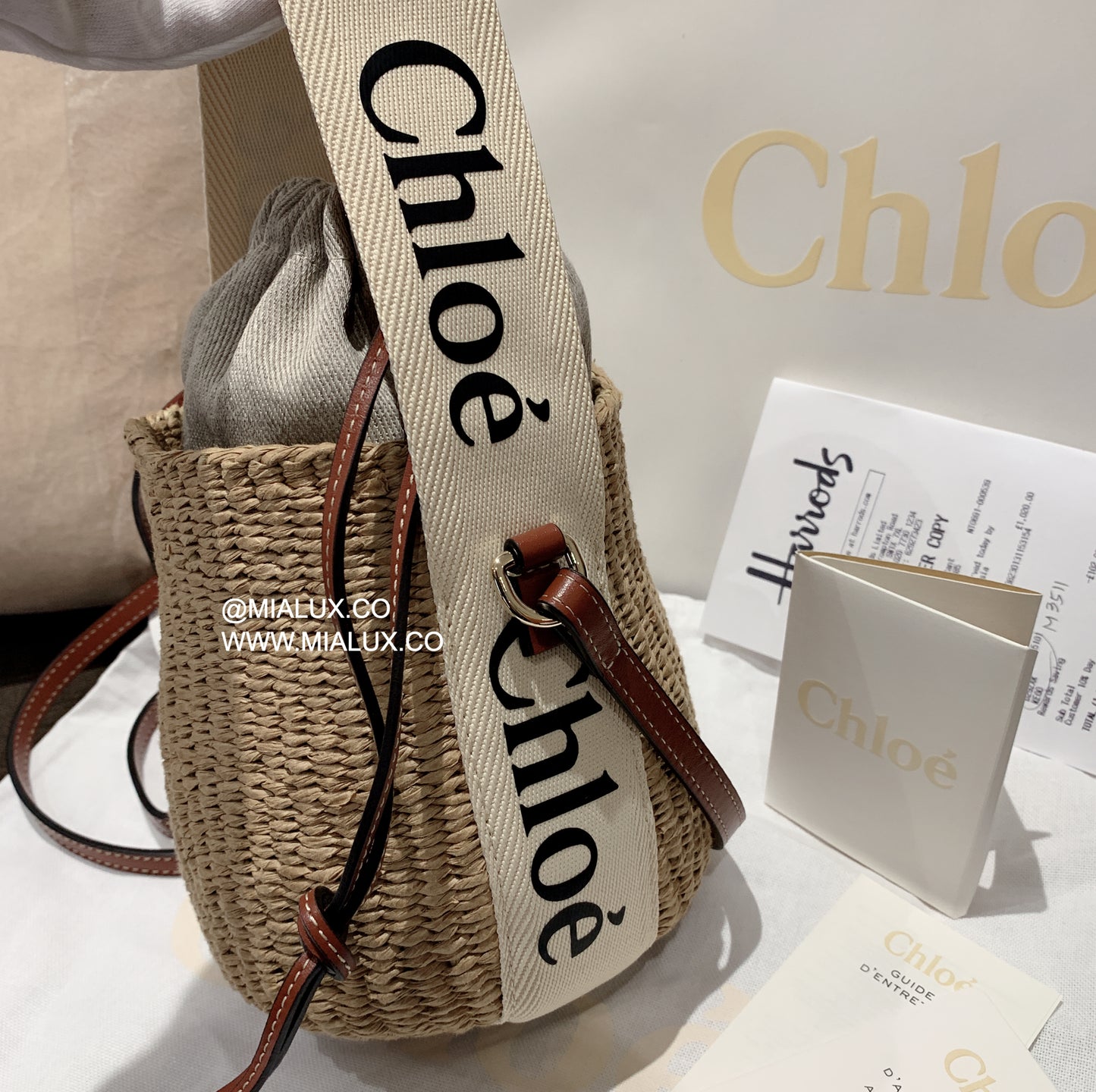 Chloe▪️Woody Basket S 小草編水桶包/550c452 ㊙️折扣🉐18980💰