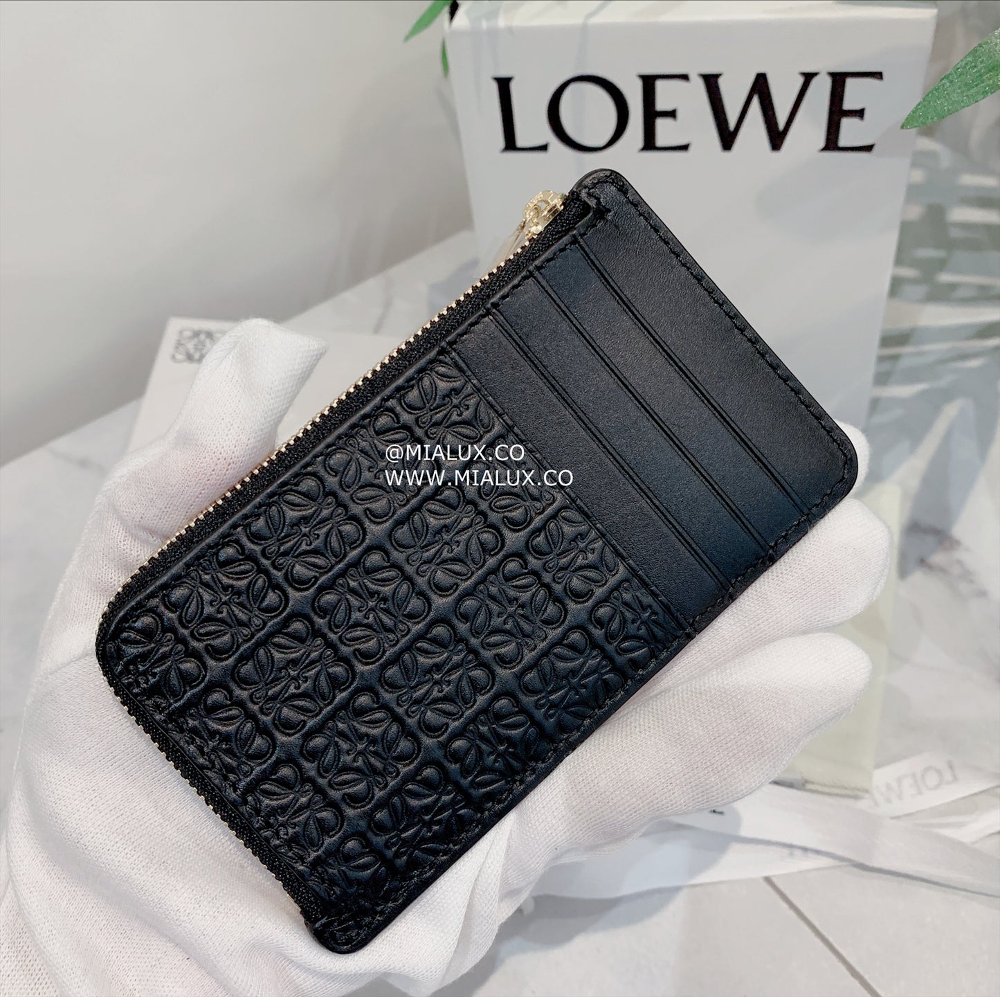Loewe Repeat coin cardholder 壓花牛皮拉鍊卡包/275