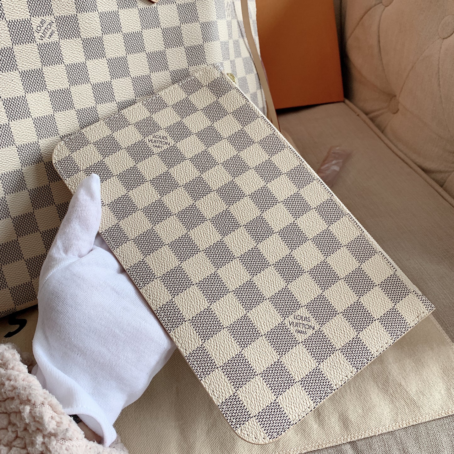 LV Neverfull MM 大款棋盤格托特包/1410✨🉐60220