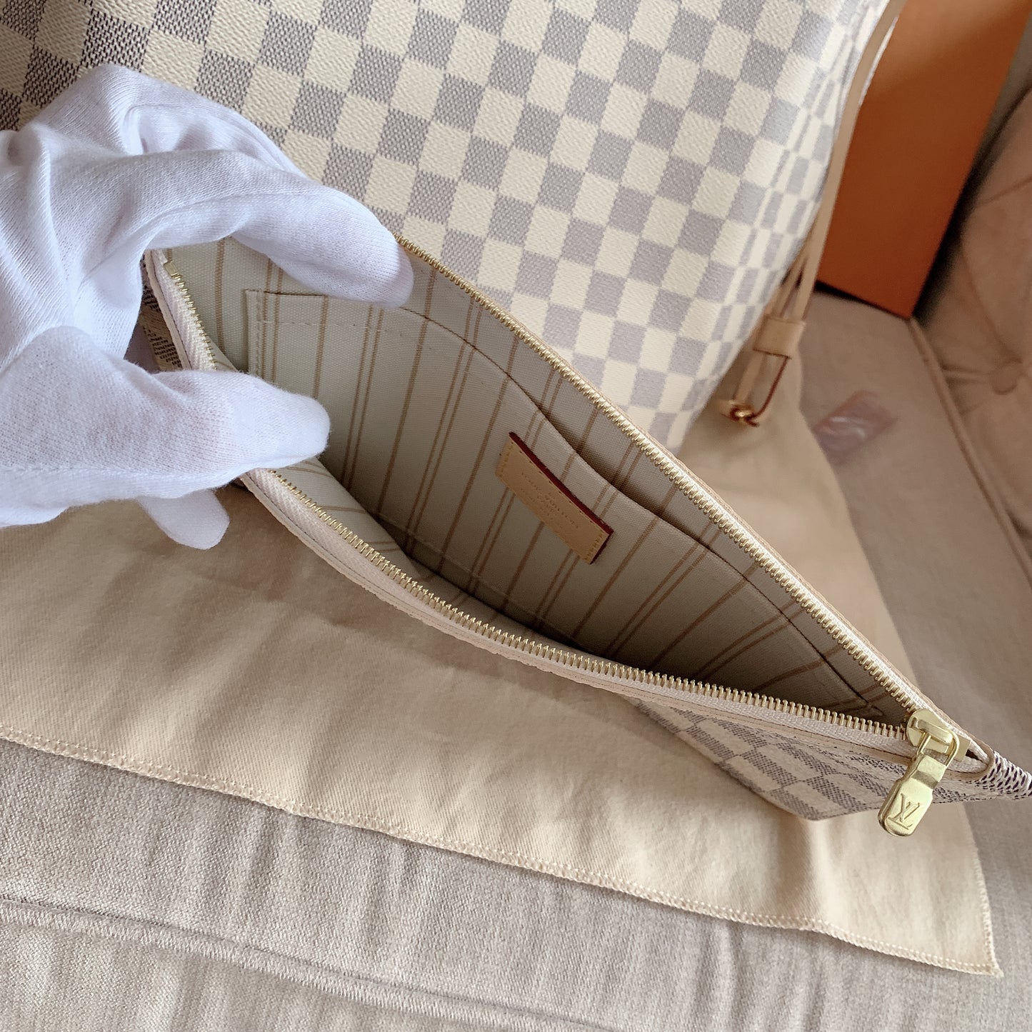 LV Neverfull MM 大款棋盤格托特包/1410✨🉐60220