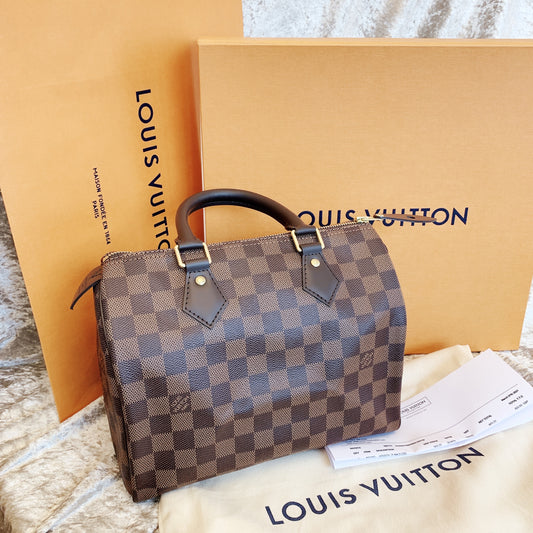 LV▪️Speedy Bandoulière 25 棋盤格背帶波士頓包/1420✨🉐60640
