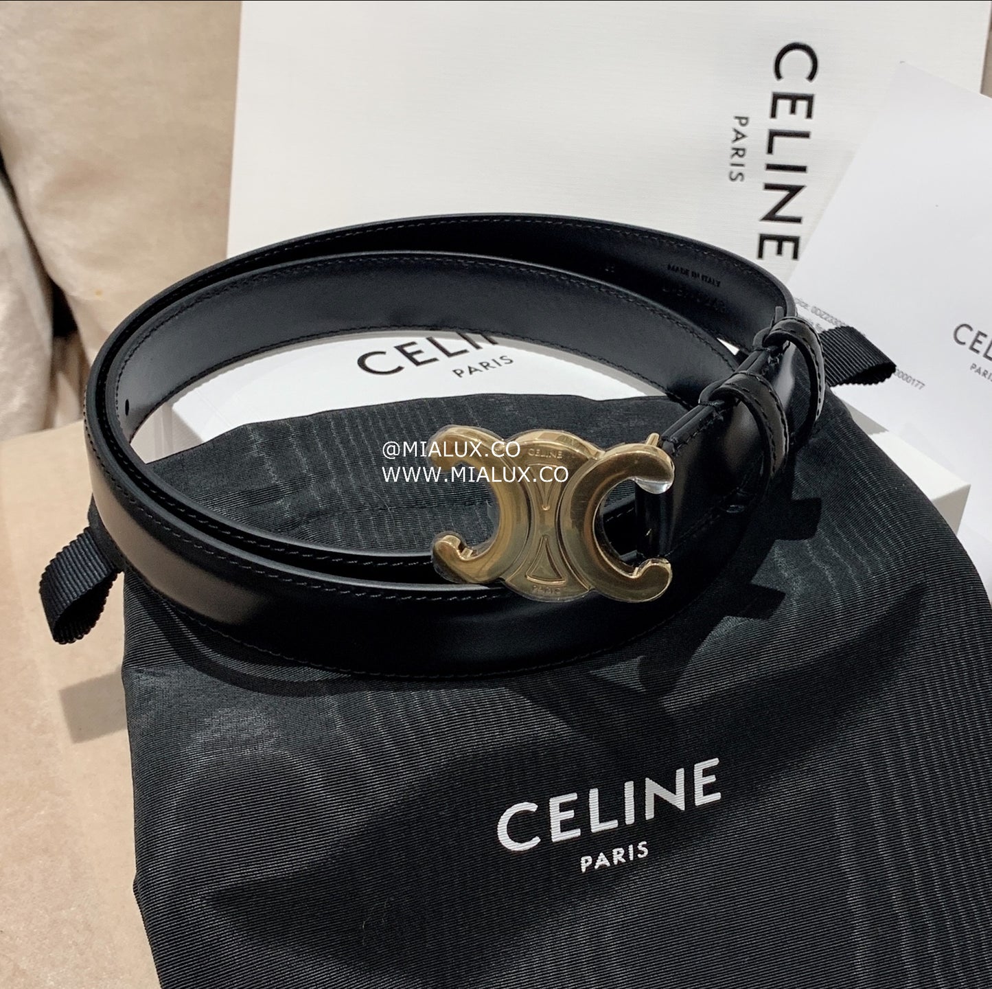 Celine▪️TAURILLON TRIOMPHE M 凱旋門金釦皮帶/485E520 🉐19200🇪🇺