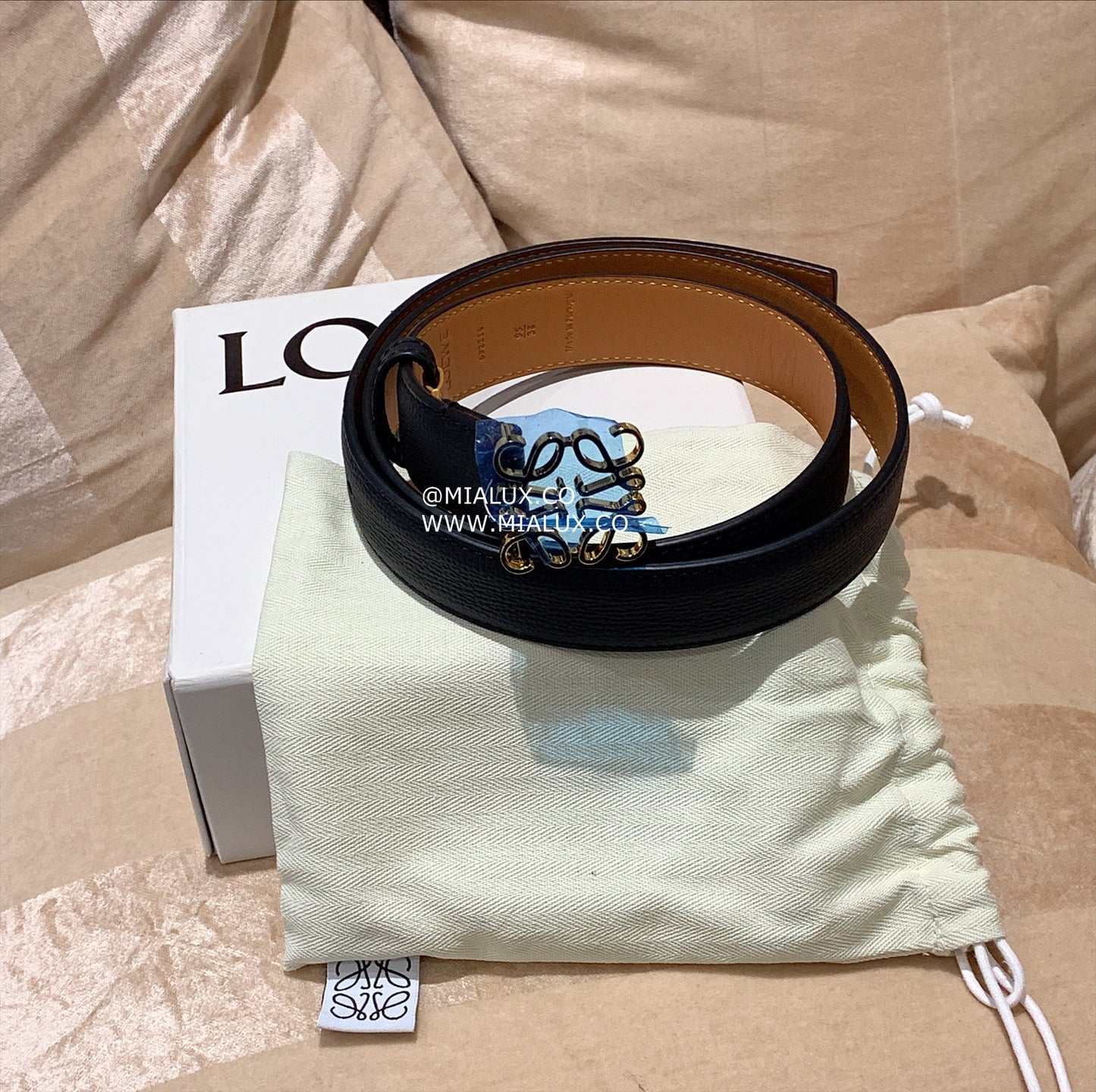 Loewe Anagram Belt 男女款軟粒面牛皮皮帶/350