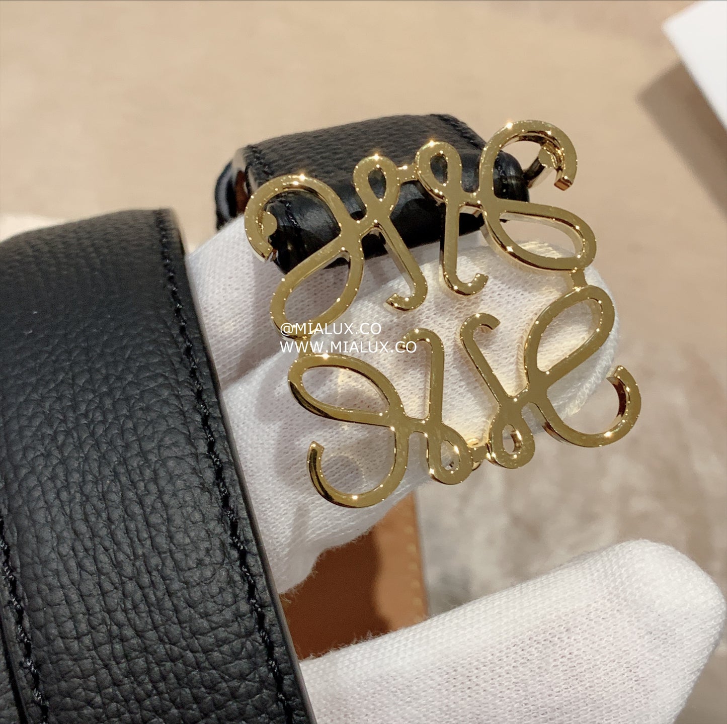 Loewe Anagram Belt 男女款軟粒面牛皮皮帶/350
