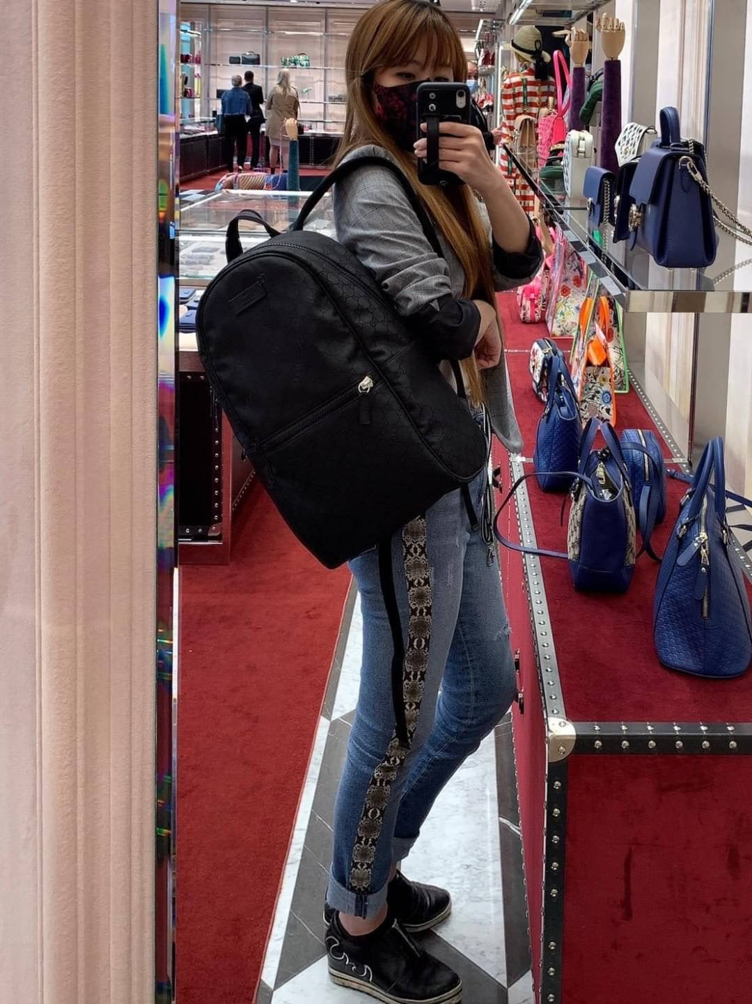 *@Gucci Canvas Backpack 男女款老花後背包/P545