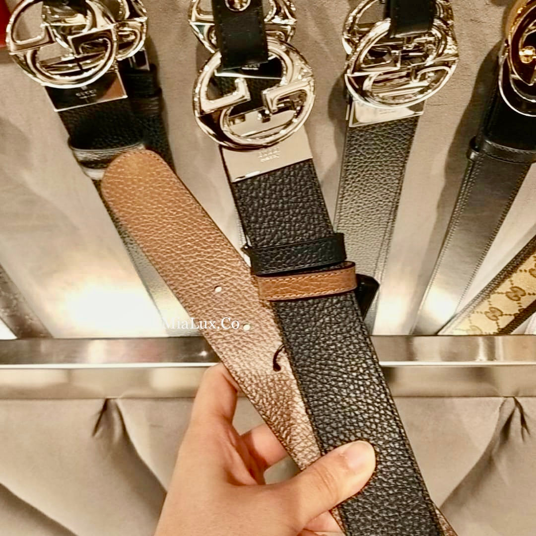 *@Gucci Calfskin Belt 男生款滑蓋雙面皮帶/P205