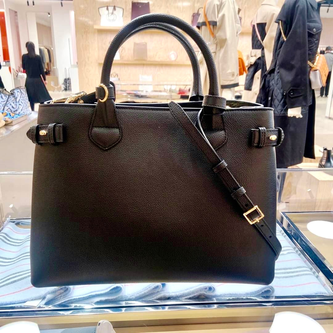 @Burberry Banner M 中款格紋拼皮手提包/P895 🔥下殺🉐41280